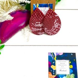 Handmade snakeskin genuine leather earrings